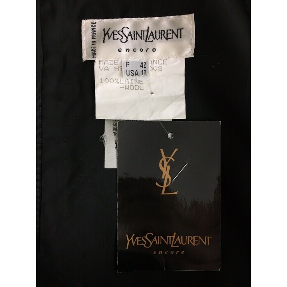 Vintage Yves Saint Laurent Black 100% Wool Darted Bust Sheath Dress Size 10 NWT - Picture 8 of 8